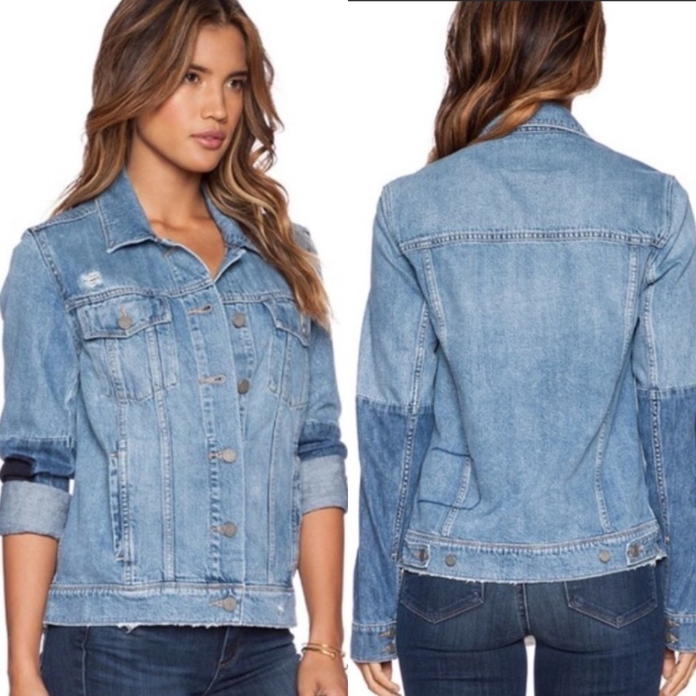 PAIGE Heidi Patched‎ Multicolor Denim Jean Jacket